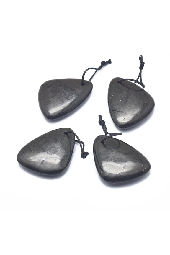 1pc Natural Shungite Pendants Triangle 37.5~38.5x30.5~31.5x8~8.5mm Hole: 1mm