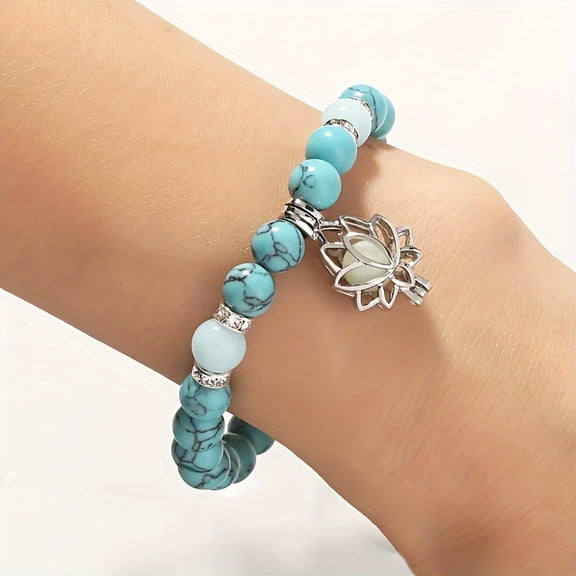 1pc Natural Stone Bracelet, Yoga Luminous Glow In The Dark Bracelet, Charm Beads Jewelry For Men Women Jewelry Gifts,1pc