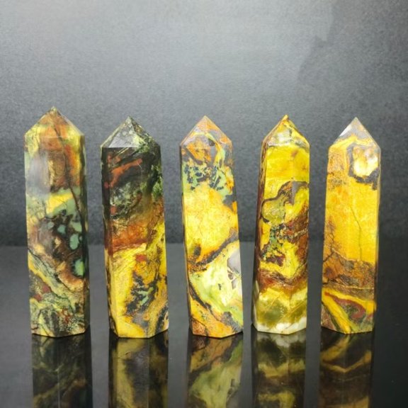 1pc Natural Turquoise Hexagonal Single-Pointed Tower | Hand-Polished Healing Crystal | 3.15-3.54 inch (8-9cm)