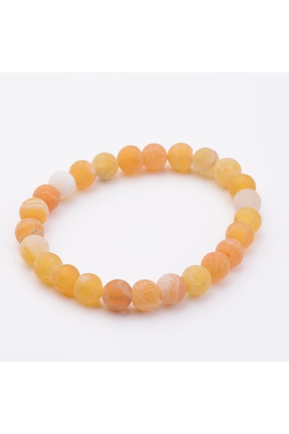 1pc Natural Weathered Agate Stretch Beads Bracelets Goldenrod 2 inch(50mm) DIY