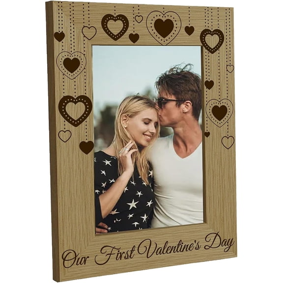 1pc Natural Wood Photo Frames for Tabletop Display Photo Frame Rectangle Heart 218x168mm Inner Diameter: 142x90mm