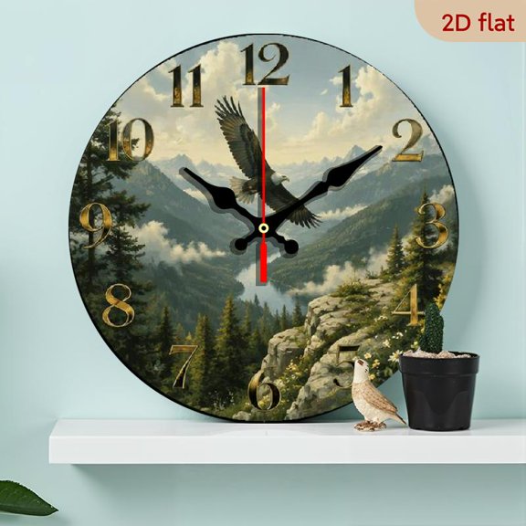 1pc Nature Waterfall Themed Clock, 10 Inch Quiet No-Tick Wall Decor for School, Office and Bedroom, Ideal Gift, Battery Powered (1 AA Not Included)