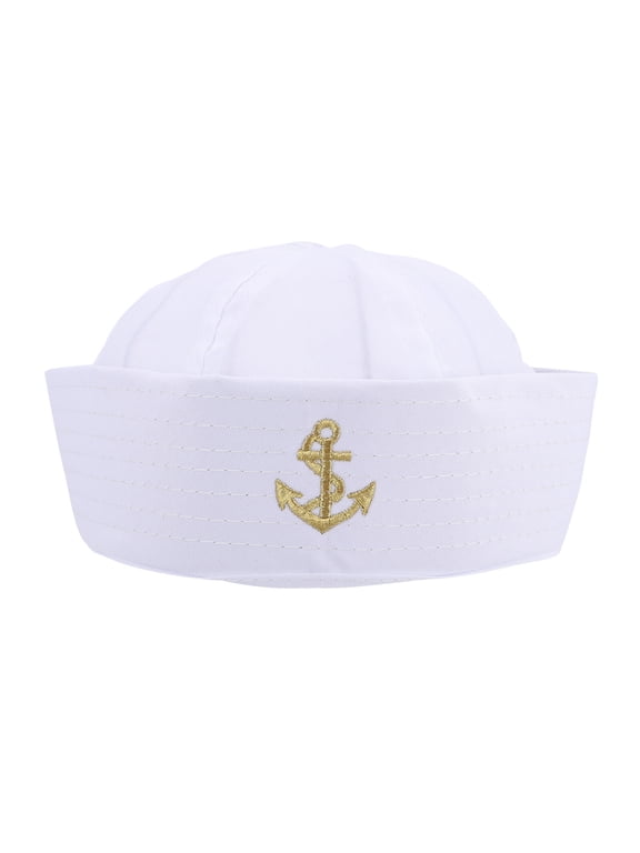1pc Navy Captain Hat Dome Sailor Hat with Curled Brim for Men and Women