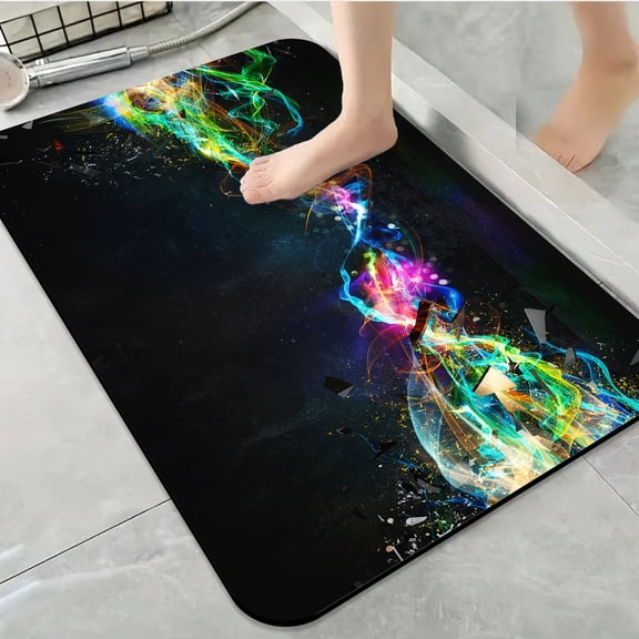 1pc Neon Abstract Light Streams Bathroom Rug Bathroom Decor and Accessories- Durable,Anti Slip,And Quick Drying,Suitable For Indoor/outdoor Use - Perfect For Bathrooms,Bedrooms,Kitchens
