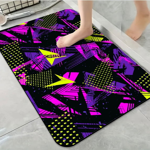 1pc Neon colored Abstract Bathroom Rug Bathroom Decor and Accessories- Durable,Anti Slip,And Quick Drying,Suitable For Indoor/outdoor Use - Perfect For Bathrooms,Bedrooms,Kitchens