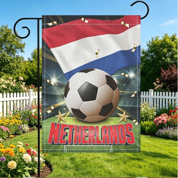 1pc Netherlands Flag Soccer Print Double Sided 2D Garden Flag | Outdoor Yard Patio Decor for Football Game Party | 12x18 Inch | No Flagpole Included | Thanksgiving & Christmas Gifts