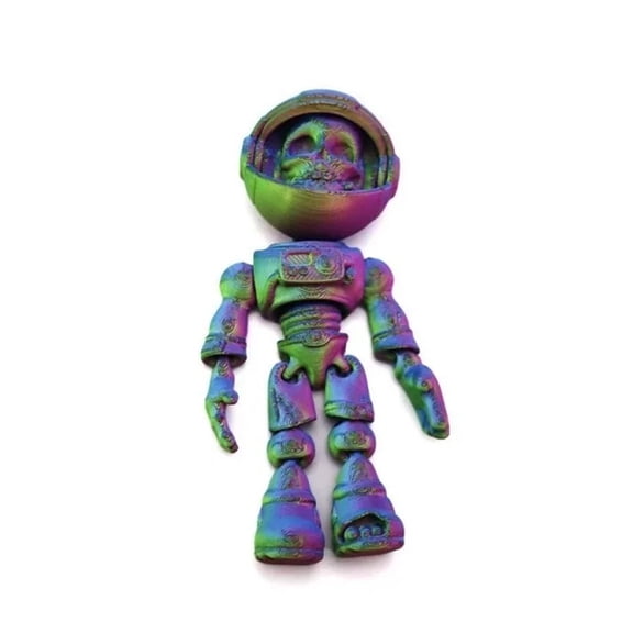 1pc New 3D-Printed Articulated Skeleton Astronaut Figurine - Movable Joints, Sliding Helmet, Space-Themed Collectible For Home Decor