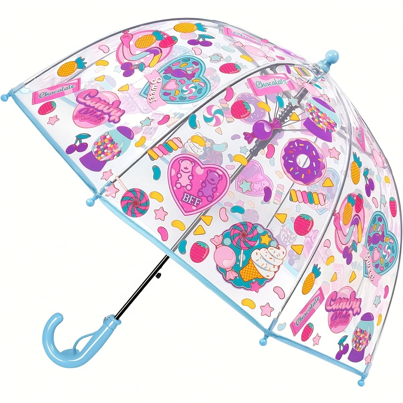 1pc New Colorful Princess Umbrella With Bag Edge Cute Transparent Plastic Printed Unicorn Umbrella