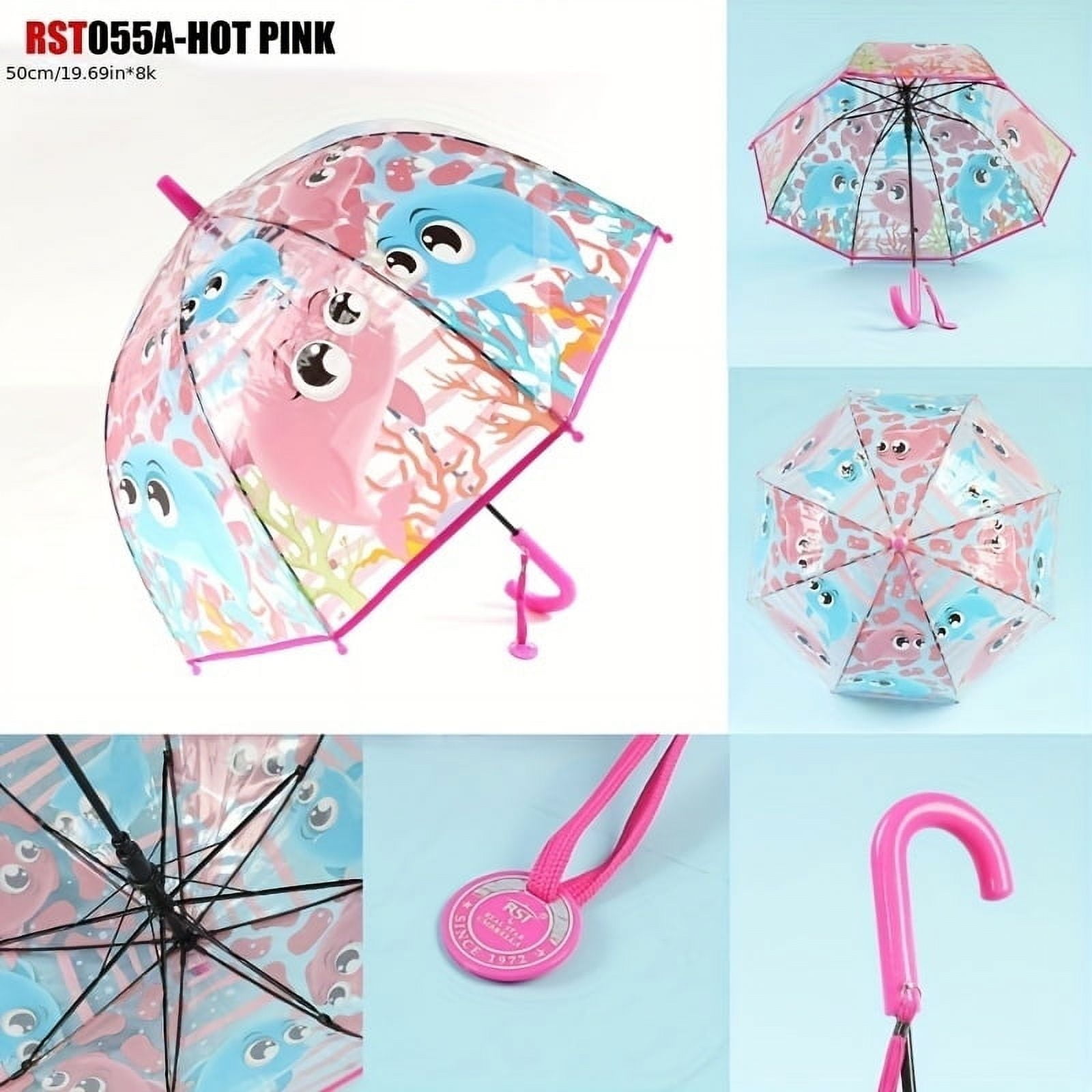 1pc New Colorful Princess Umbrella With Bag Edge Cute Transparent Plastic Printed Unicorn Umbrella