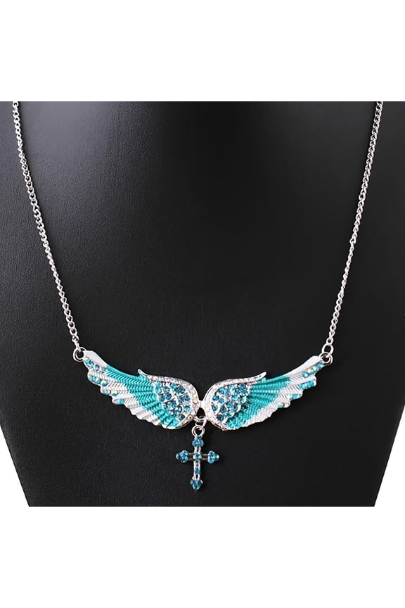 1pc New Fashion Exquisite Wings Cross Pendant Necklace Men And Women Daily Party Gift
