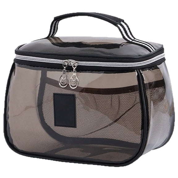 1pc New Retro Vintage Vanity Bag, Large Capacity Makeup Organizer for Women, Waterproof Transparent Toiletry Bag, Portable Skincare Storage Case, Travel Cosmetic Bag for Ladies, Gifts for Mon (Black)