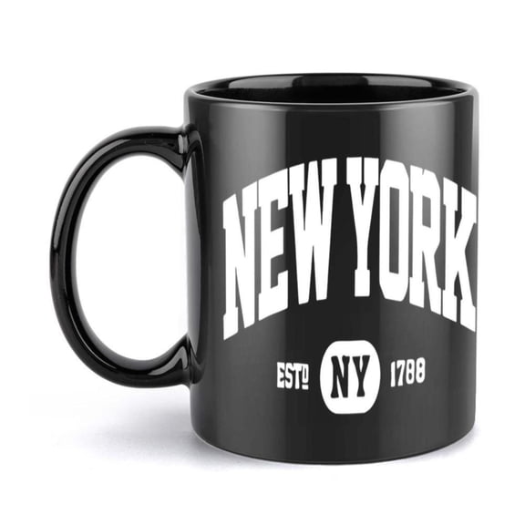 1pc New York 11oz Ceramic Coffee Mug Est 1788 NYC Design Black with White Lettering Friends Family Hand Wash Only Reusable Coffee Bar Accessories