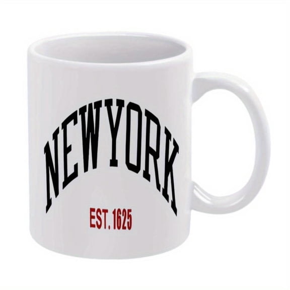 1pc New York Est 1625 Ceramic Mug 11oz Humorous Cartoon Coffee Cup with NYC Skyline Design Beverages Birthdays Holiday Gifts Hand Wash Only Coffee Bar Accessories