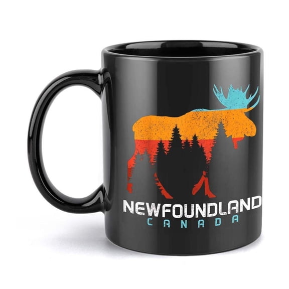 1pc Newfoundland Canada Moose Trees 11oz Ceramic Coffee Mug Vibrant Red Orange Blue Design Durable Christmas New Year Summer Winter Drinks Coffee Bar Accessories