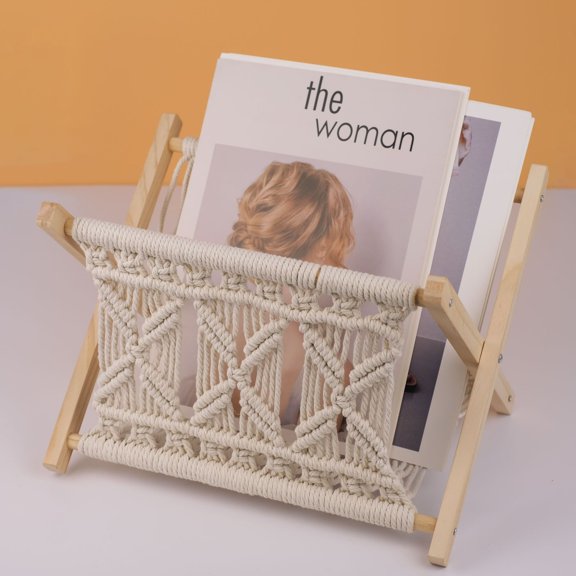 1pc Newspaper Baskets, Magazine Rack, Cotton Rope Woven Magazine Holder, Standing Boho Basket, Book Basket for Newspapers, Magazines, Books, Living Room, Bathroom, Office Beige