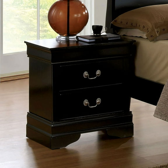 1pc Nightstand Black Louis Philippe Solid wood English Dovetail Construction Antique Nic
