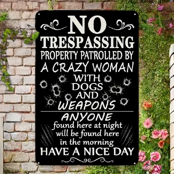 1pc No Trespassing Humorous Warning - themed Style 8×12 Inch Aluminum Sign, Suitable for Those in Need of Fun Warning Decor Retro Metal Sign , Home