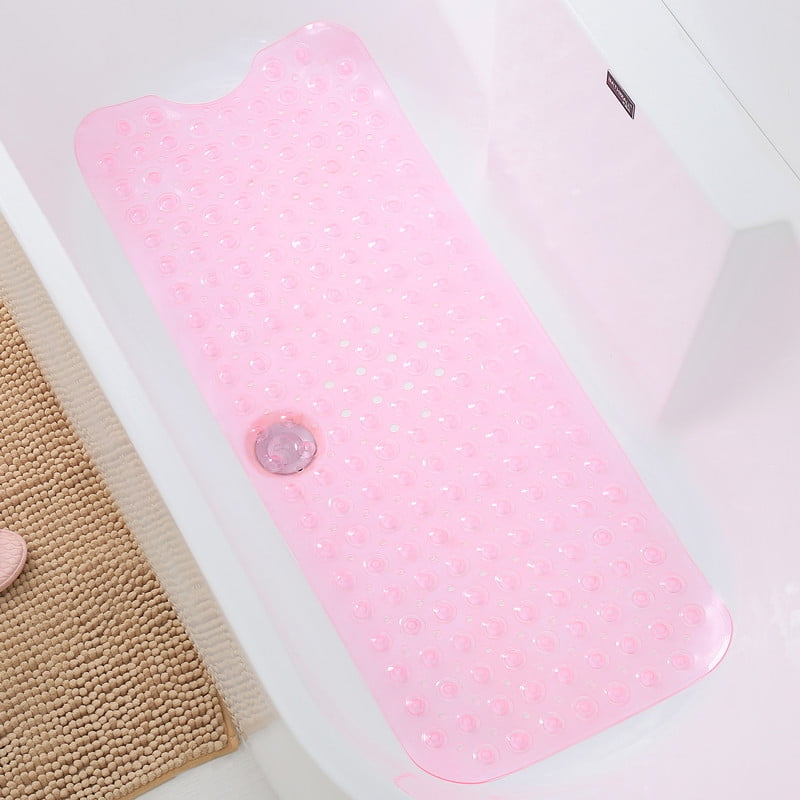 1pc NonSlip Extra Long Bathtub Mat with Suction Cups and Drain Holes