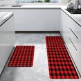 thumbnail image 1 of 1pc Non-Slip Red Checkered Floor Mat for Kitchen and Living Room - Soft Flannel, Waterproof, Dirt-Resistant, Machine Washable - 15.75x47.24inch, 1 of 13