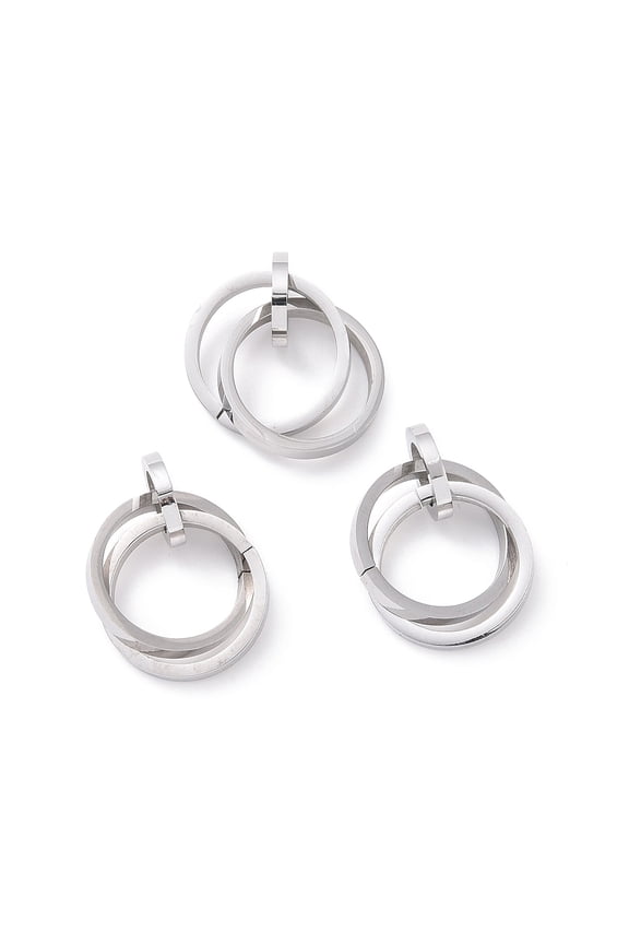 1pc Non-Tarnish 304 Stainless Steel Interlocking Ring Pendants Mixed color 37.5~38x21mm ring: 12~21x2~3mm inner diameter: 8mm and 17.5mm..