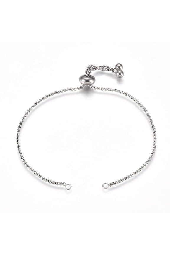 1pc Non-Tarnish Adjustable 304 Stainless Steel Bracelet Making Slider Bracelets for Jewelry Craft Supplies Stainless Steel color Total Length: 9 inch(23cm) 1.5mm Hole: 2mm