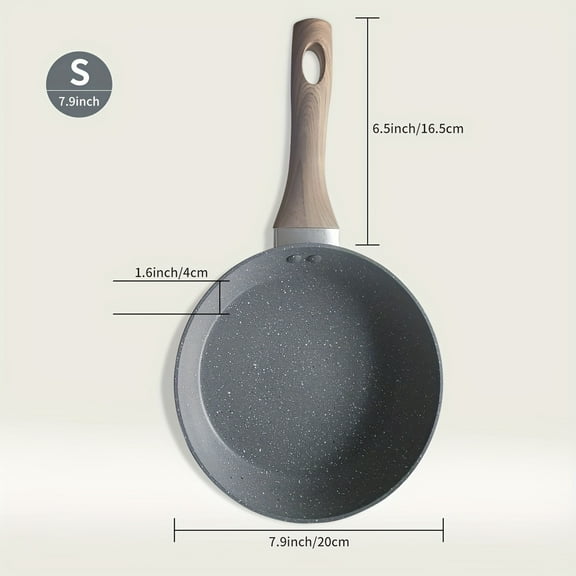 1pc, Non-stick Aluminum Frying Pan For Frying Eggs And Steaks On Household Induction Cookers And Gas Stoves, Made Of Gray Granite Stone.