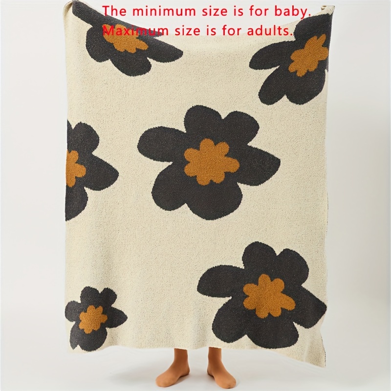 1pc Nordic Knitted Velvet Blanket Soft Flower Pattern Nap Blanket for