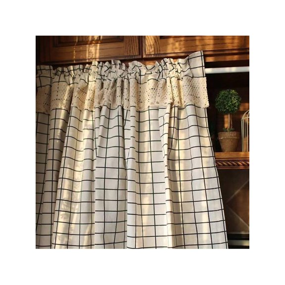 1pc Nordic Plaid Pattern Decorative Short Curtain Valance1pc-small Floral
