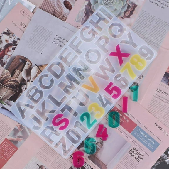 1pc Number and Letter Design DIY Silicone Molds Resin Casting Molds For UV Resin Epoxy Resin Jewelry Making White 360x194x10mm