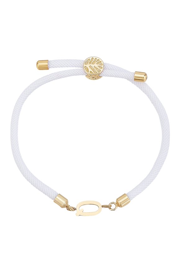 1pc Nylon Cord Slider Bracelets with Golden Brass Accessories Letter Jewelry Lead Free Nickel Free Cadmium Free Letter Q Inner Diameter: 2-3/4 inch