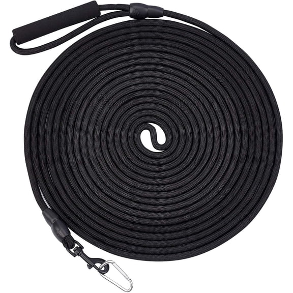 1pc Nylon Dog Leash Slip Rope Lead Leash Strong Heavy Duty Rope Black 10m 8~24x8~20mm Swivel: 59x22x10mm Spring Gate Clasp: 47x24x4.5mm