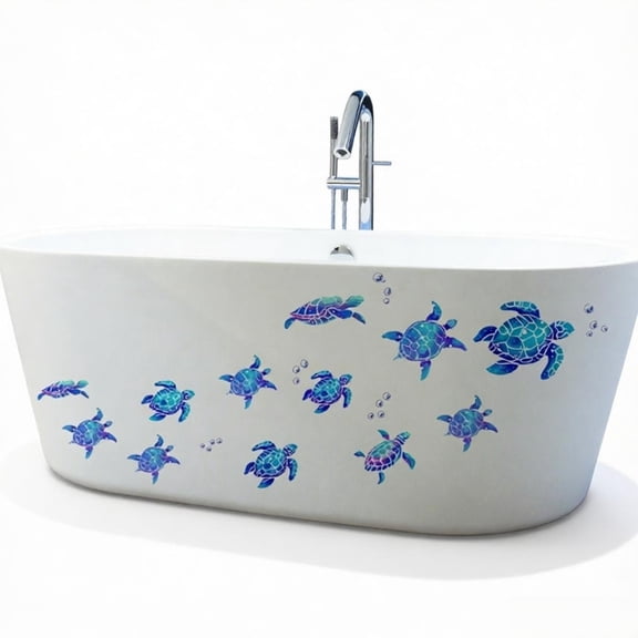 1pc Ocean Mosaic Sea Turtle Wall Decals Self Adhesive Waterproof Bathroom Decor