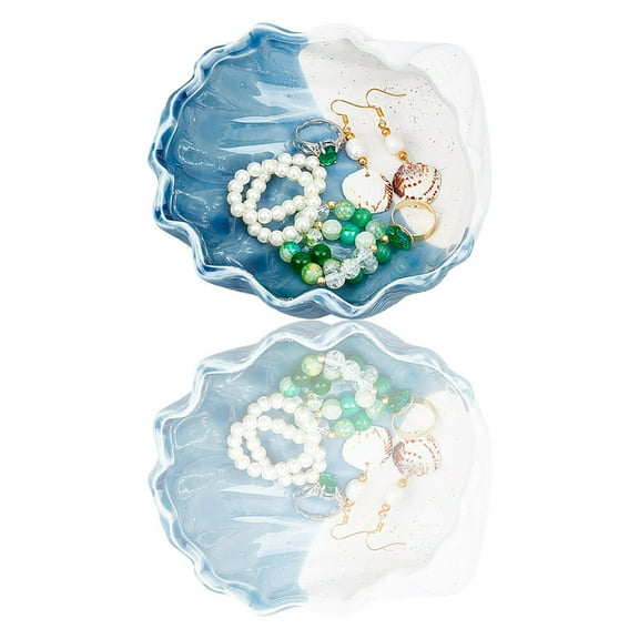 1pc Ocean style Porcelain Storage Jar with Lid Storage Containers for Tea Coffee Jewelry Shell Shape 148x137x58.5mm Inner Diameter: 111x119mm
