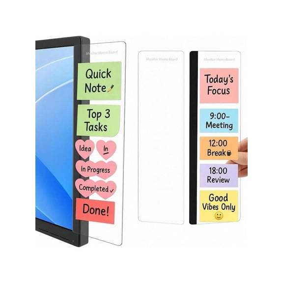 1pc Office Desk Accessories Computer Monitor Memo Board Desktop Supplies Sticky Note Message Holder For Women Men Decorations Essentials Cute Stuff Things Organizer Gadgets Aesthetic Decor Gifts,