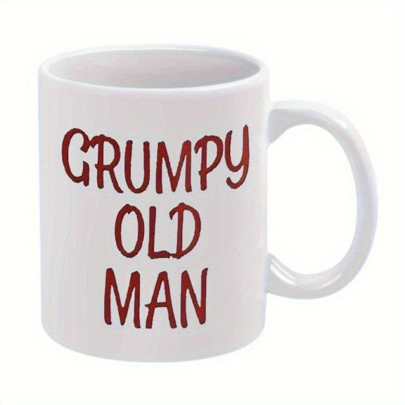 1pc Old Man 11oz Ceramic Coffee Mug White with Bold Red Text Humorous Holidays Birthdays Christmas Hand Wash Only Reusable Durable Design Holiday Item Birthday Present Playful Typo