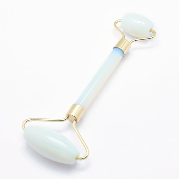 1pc Opalite Brass Face Massager Facial Rollers Golden 142~150x54~58x19~22mm