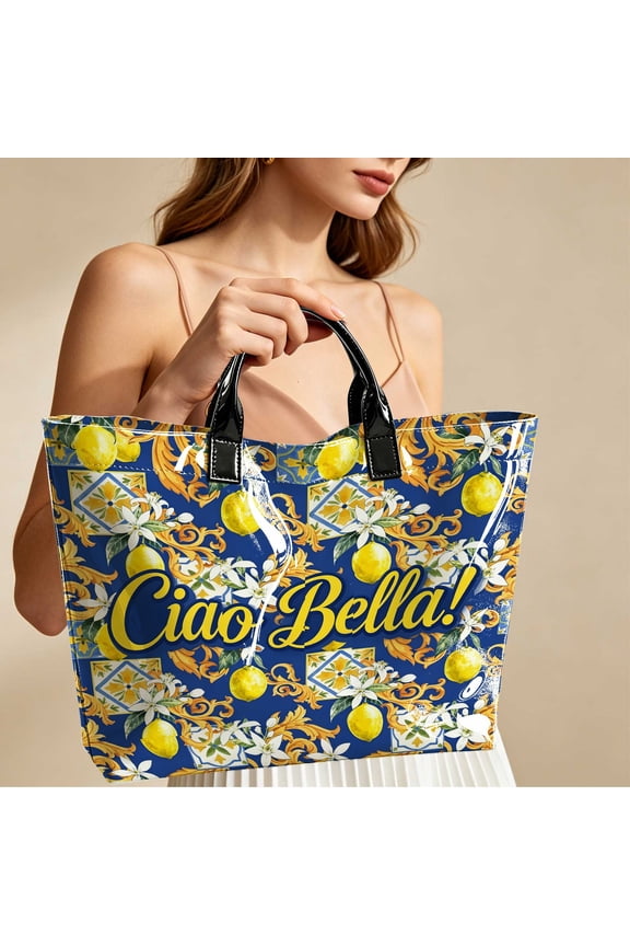 1pc Orange Black Tiger Print Ciao Bella Graphic Tote Bag, Versatile For Work School Travel Leisure, Thanksgiving & Christmas Gifts