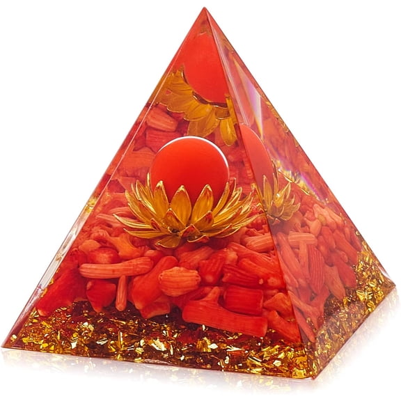 1pc Orgone Pyramid Protection Pyramid Reiki Positive Pyramid Chakra Pyramid for Success Health Lucky Anti-Stress Decor Gift Collection (Red) 60x60x62mm