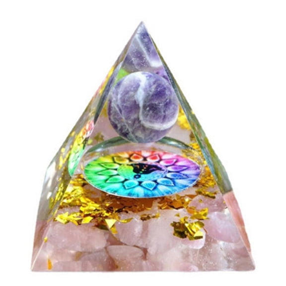 1pc Orgonite Pyramid Resin Generators Reiki Amethyst Chips Inside for Home Office Desk Decoration 50x50x50mm