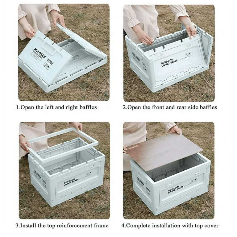 Isermeo 1pc Outdoor Camping Folding Storage Box with Lid, Storage Trunk Organizer for Camping and Kitchen, Home Large Snacks Drinks Capacity Storage Box Car