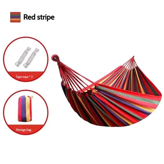 1pc Outdoor Canvas Hammock Camping Swing Hammock with Tree Ropes Load-bearing Up to 200kg Perfect for Garden Patio Backyard