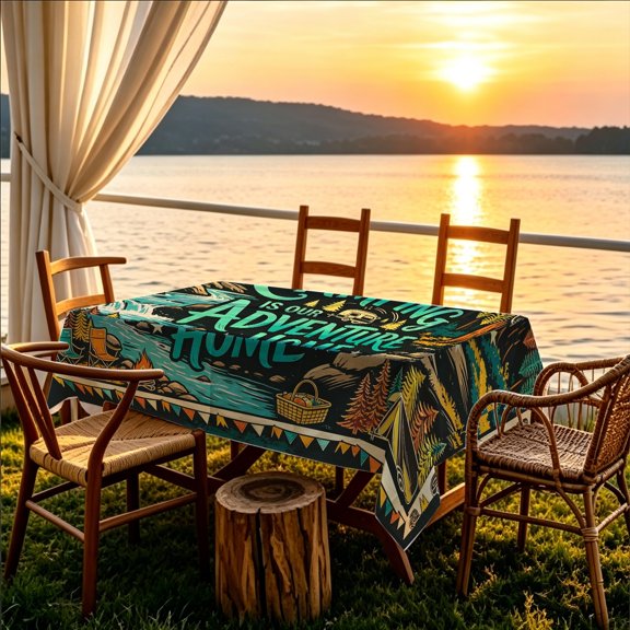 1pc Outdoor Landscape RV Camping 2D Printed Tablecloth, Kitchen Patio Family Camping Table Cover, Christmas Gift for RV & Outdoor Adventure Lovers