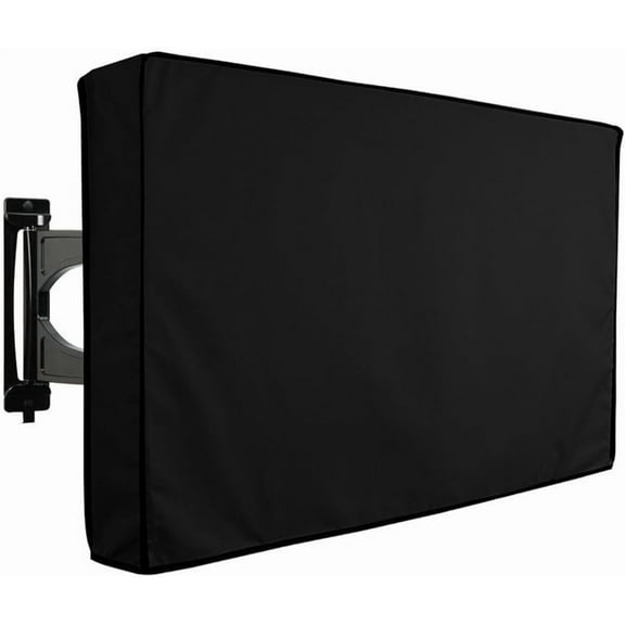 1pc Outdoor TV Cover Waterproof Dustproof Thick Fabric Polyester Protection TV Cover with Contraction Band Portable Foldable Weatherproof Scratch Protection Cover for Flat Screen TV 58x5x37in Black
