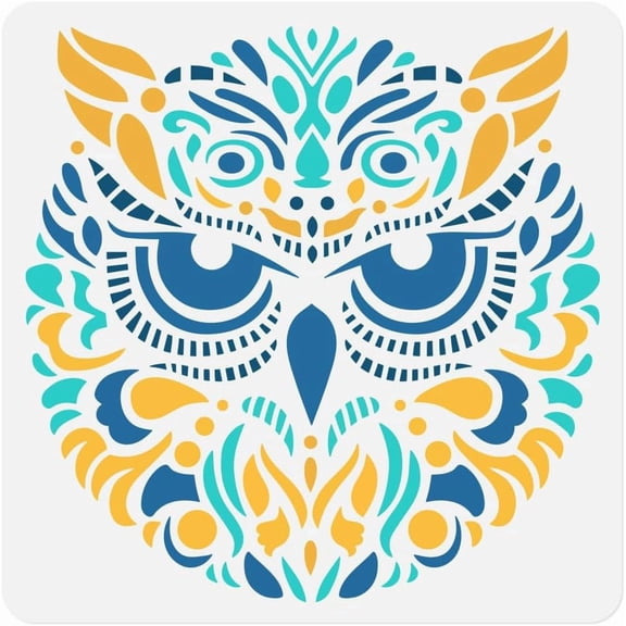 1pc Owl Bird Stencil 11.8 x 11.8 Inch Reusable Plastic DIY Craft Stencil for Painting on Wall Wood Furniture Fabric Canvas Colorful
