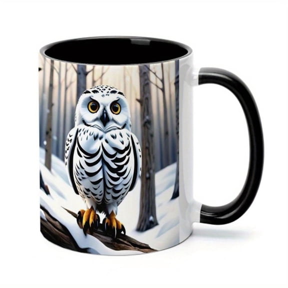 1pc Owl Forest Themed Ceramic Mug with Cute Owl Face Owl Shaped Rim 11oz Coffee Tea Cup s Birthday Wedding Christmas Owl Design Cup Office Use