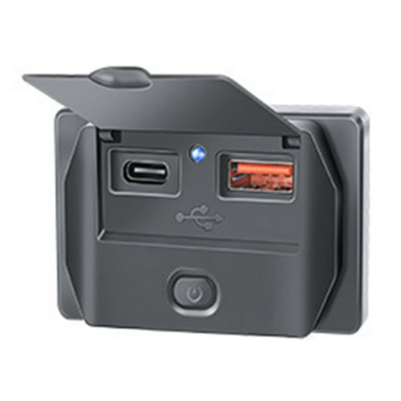 1pc PD Type-C QC 3.0 USB Fast Charger Socket With LED Light 5V 3.1A Battery Charging Units 66*37.05*18.5mm For 12V/24V Car, RV