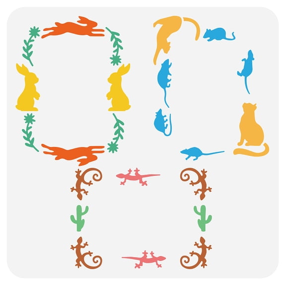 1pc PET Hollow Out Drawing Painting Stencils for DIY Scrapbook Photo Album Animal Pattern 300x300mm