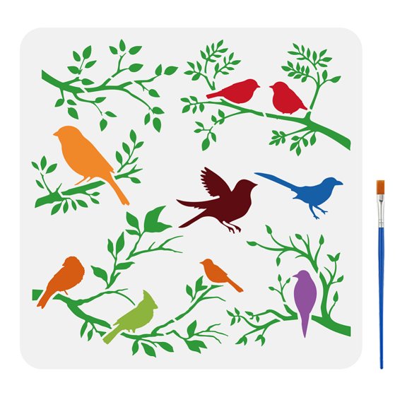 1pc PET Hollow Out Drawing Painting Stencils for DIY Scrapbook Photo Album Bird 30x30cm for DIY