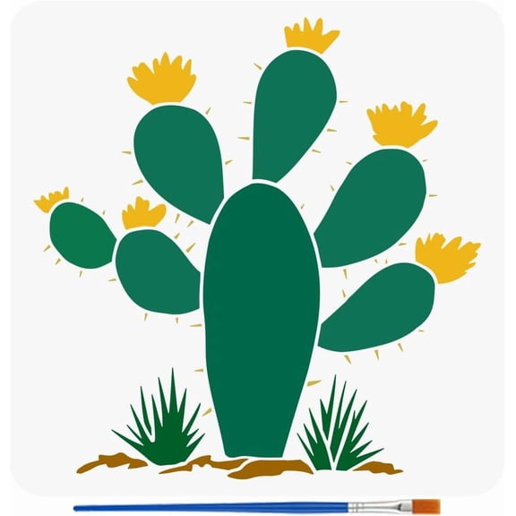 1pc PET Hollow Out Drawing Painting Stencils for DIY Scrapbook Photo Album Cactus 30x30cm