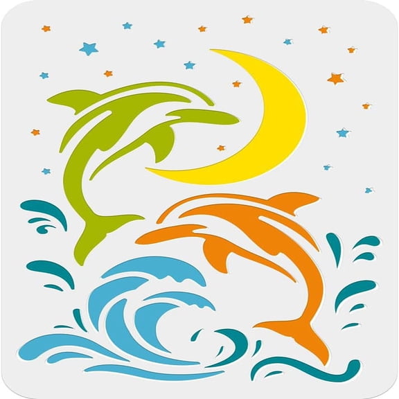 1pc PET Hollow Out Drawing Painting Stencils for DIY Scrapbook Photo Album Dolphin 297x210mm